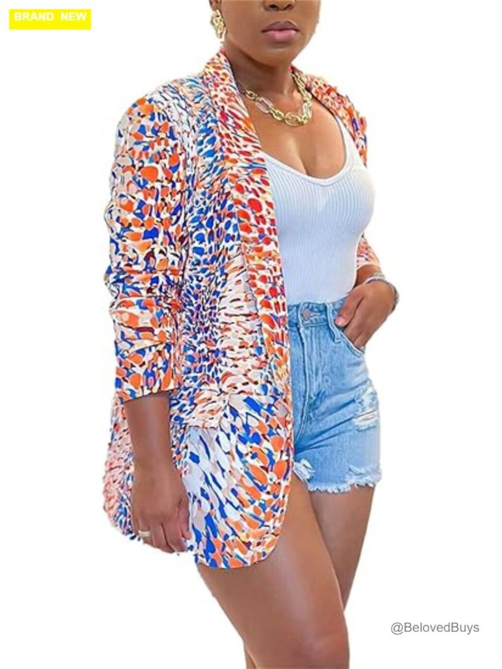 Womens Casual Open Front Blazer Jacket Long Sleeve Polyester